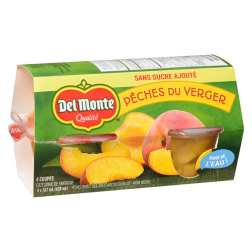 Del Monte Fruit Cups Packed In Water Orchard Peaches 4 x 107 ml