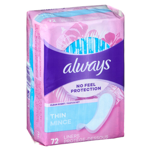 Always No Feel Protection Liner Clean Scent 72 Count