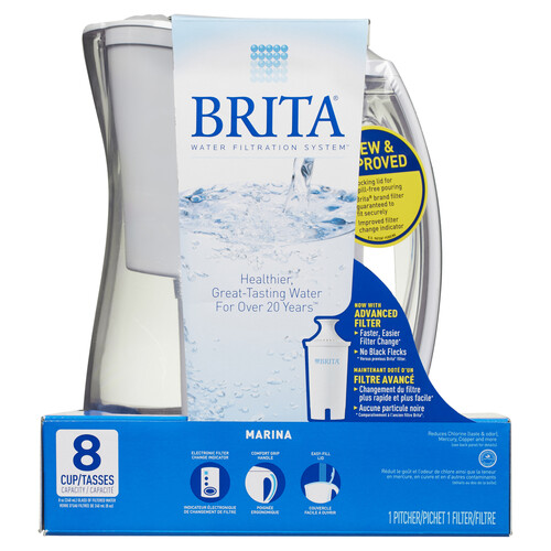 Brita Water Filtration System Marina 1 Pitcher 1 Filter White