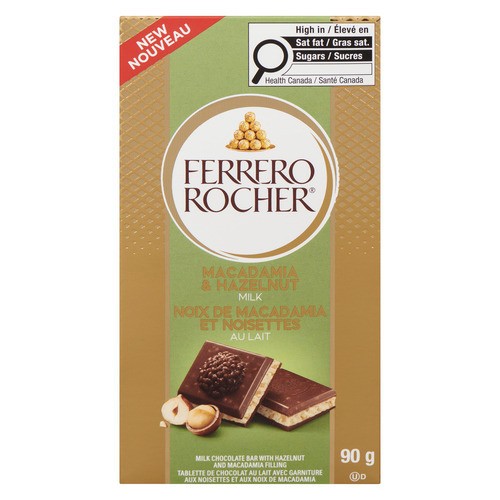 Ferrero Canada Milk Chocolate Bar Hazelnut And Macadamia Filling 90 g