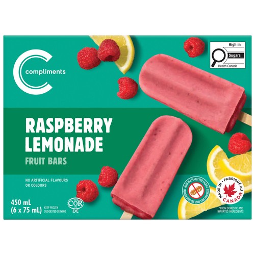 Compliments Frozen Fruit Bars Raspberry Lemonade 6 x 75 ml