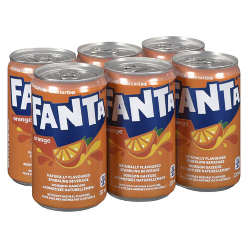 Fanta Naturally Flavoured Sparkling Beverage Orange 6 × 222 ml