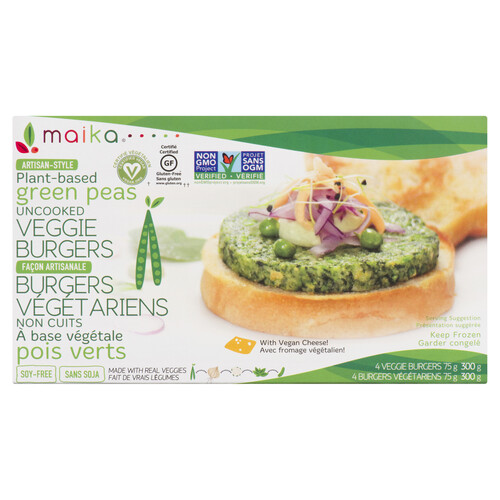 Maika Frozen Plant-Based Green Pea Veggie Burgers 300 g