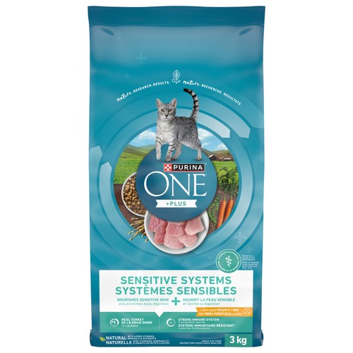 Purina ONE +Plus Dry Cat Food Sensitive Systems Turkey 3 kg