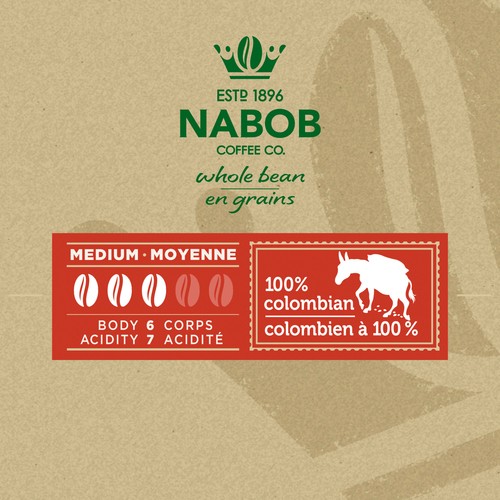 Nabob Whole Bean Coffee 100% Colombian Medium Roast 300 g