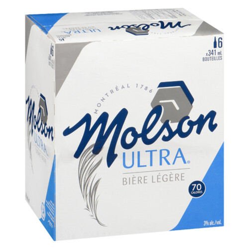 Molson Ultra Beer 3% Alcohol 6 x 341 ml (bottles)