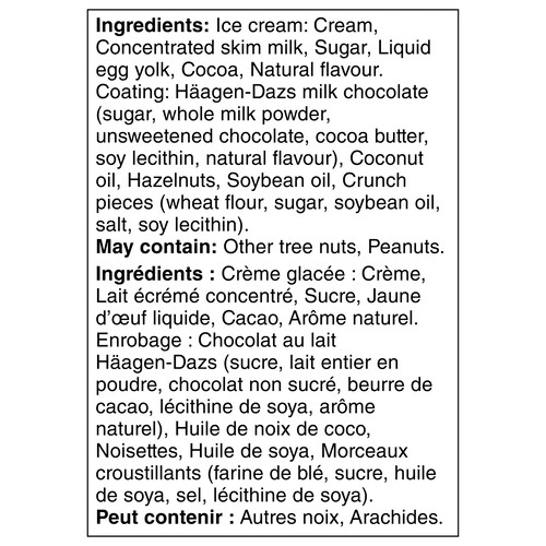 Häagen-Dazs Ice Cream Bars Chocolate Hazelnut 3 x 88 ml