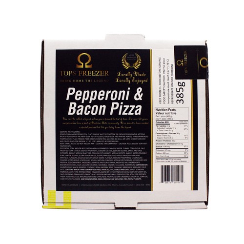 Tops Freezer Pizza Pepperoni Bacon 385 g