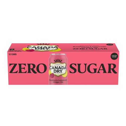 Canada Dry Zero Sugar Ginger Ale Raspberry Lemonade 12 x 355 ml (cans)