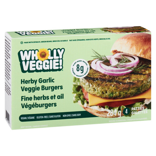 Wholly Veggie Frozen Veggie Burgers Herby Garlic Greens 284 g