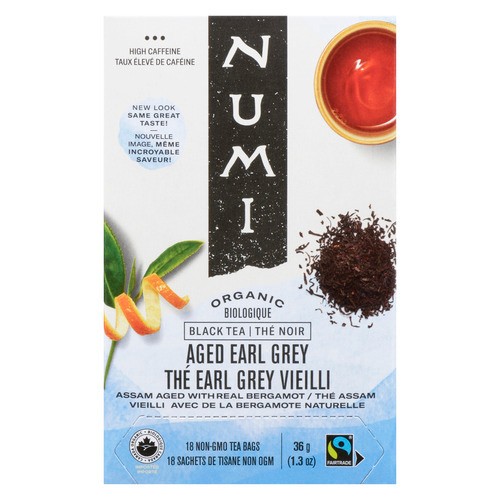 Numi Organic Black Tea Aged Earl Grey 18 Tea Bags 