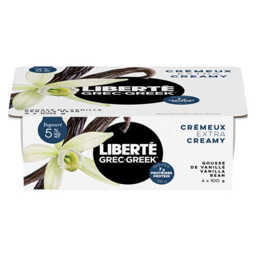 Liberté Greek 5% Extra Creamy Yogurt Vanilla Bean 4 x 100 g