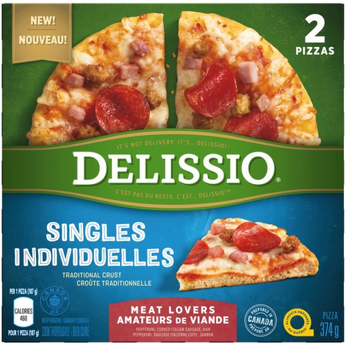 Delissio Frozen Singles Pizza Meat Lovers 2 x 187 g