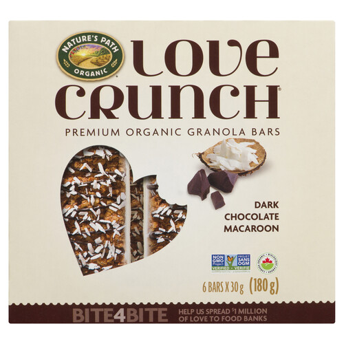 Nature's Path Love Crunch Organic Granola Bar Dark Chocolate Macaroon 180 g