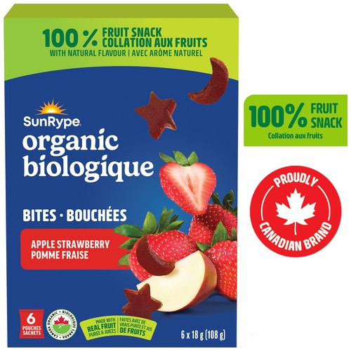 Sunrype Funbites Organic Fruit Bites Apple Strawberry 6 x 18 g
