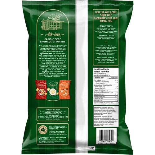 Miss Vickie's Kettle Cooked Potato Chips Cacio E Pepe Flavoured 190 g