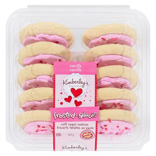 Kimberley's Bakeshoppe Peanut-Free Frosted Cookies Valentine Vanilla White & Pink 383 g