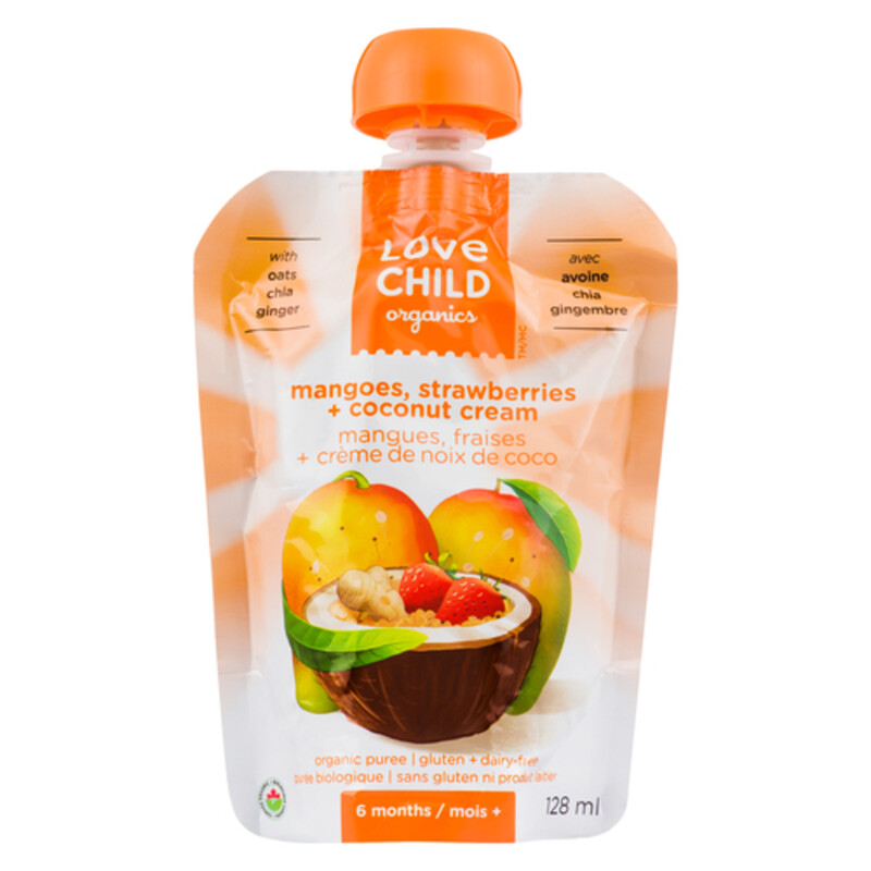Love Child Organics Baby Food Mango Strawberry Coconut Cream 128 ml