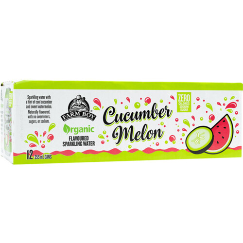 Farm Boy Organic Sparkling Water Cucumber Melon 12 x 355 ml (cans)