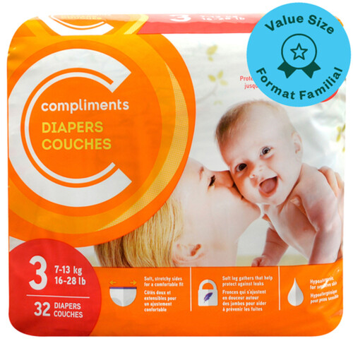 Compliments Little Ones Diapers Size 3 32 Count