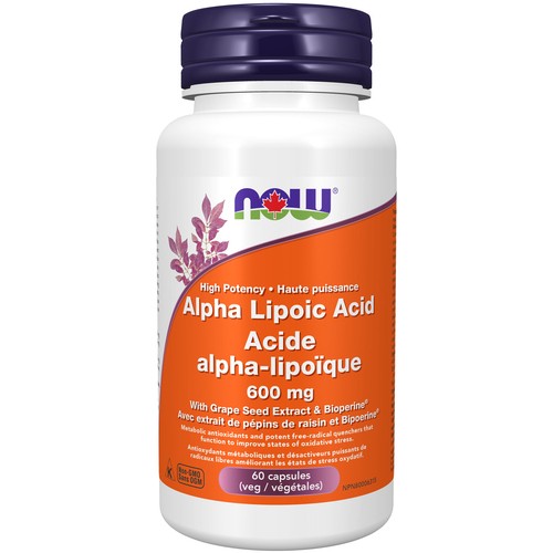 Now Alpha Lipoic Acid 600 mg Capsules 60 Count