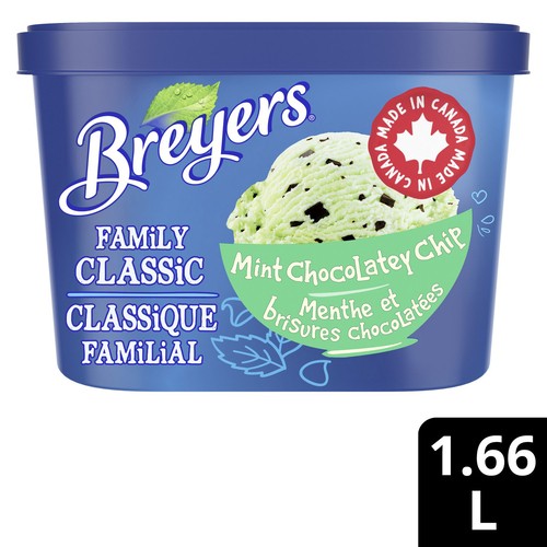 Breyers Frozen Dessert Mint Chocolatey Chip Family Classic 1.66 L