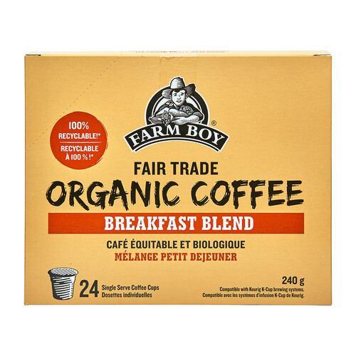 Farm Boy Organic Coffee Breakfast Blend 24 K-Cups  240 g
