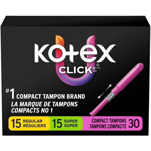 U by Kotex Click Comfort Tampons Regular/Super Unscented 30 Count