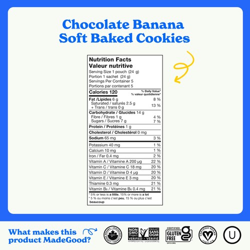 Made Good Organic Mini Cookies Soft Baked Chocolate Banana 5 x 24 g