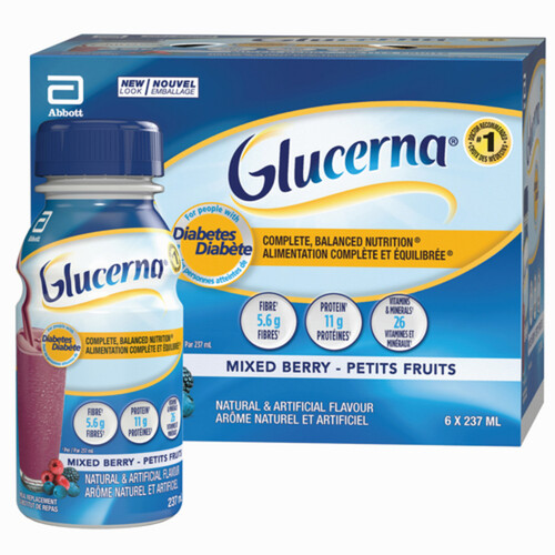 Glucerna Meal Replacement Shakes Mixed Berry 6 x 237 ml (bottles)