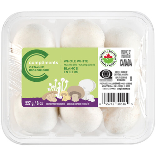 Compliments Organic Mushrooms Whole White 227 g