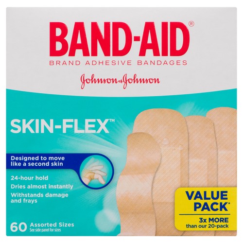 Band-Aid Skin Flex Bandages Value Pack Assorted Sizes 60 EA