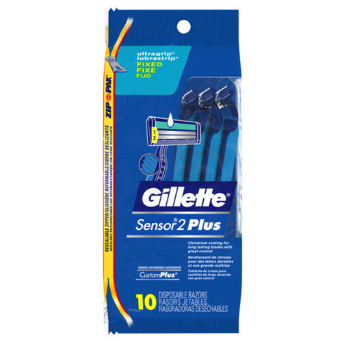 Gillette Sensor 2 Plus Men’s Disposable Razors 10 Razors