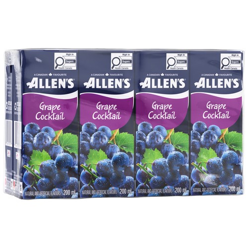 Allen's Grape Cocktail Juice Boxes 8 x 200 ml