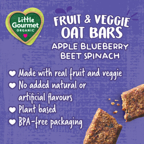 Little Gourmet Organic Fruit & Veggie Oat Bars Apple Blueberry Spinach 90 g