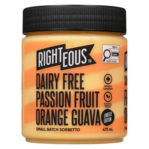 Righteous Gelato Passion Fruit Orange Guava Sorbetto 473 ml