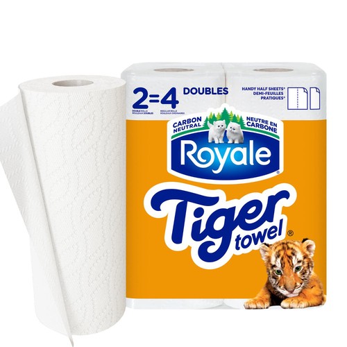 Royale Tiger Towel Paper Towel 2 Equal 4 Handy Half Sheet Rolls
