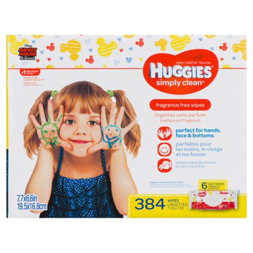 Huggies Simply Clean Baby Wipes Flip-Top Pack Unscented 384 Count