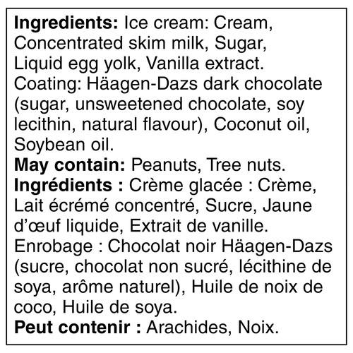 Häagen-Dazs Ice Cream Bars Vanilla Dark Chocolate 3 x 88 ml