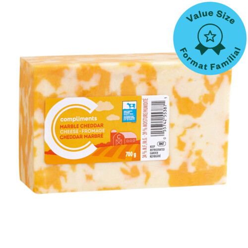 Compliments Cheddar Cheese Mild Marble Value Size 700 g