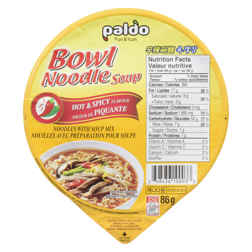 Paldo Instant Noodle Bowl Hot & Spicy 86 g