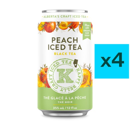 Happy Belly Iced Tea Peach Black 4 x 355 ml (cans)