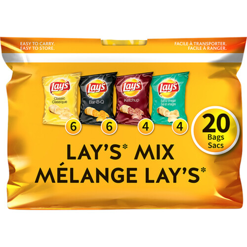 Frito Lay Potato Chips Lay's Mix Variety Pack 20 Bags 560 g