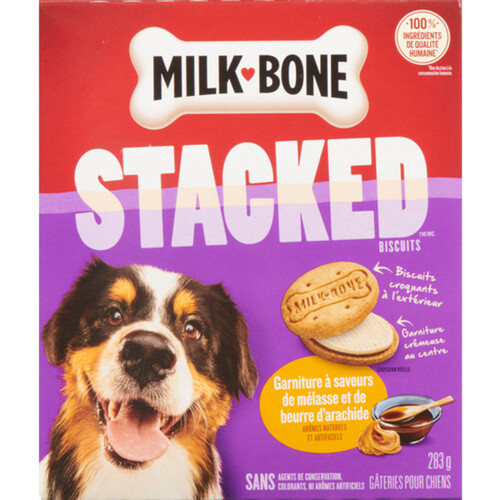 Milk-Bone Dog Treat Stacked Biscuits Molasses & Peanut Butter 283 g
