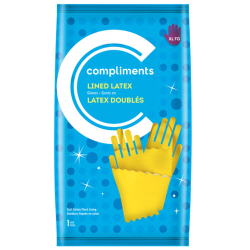 Compliments Lined Latex Gloves Extra-Large 1 EA