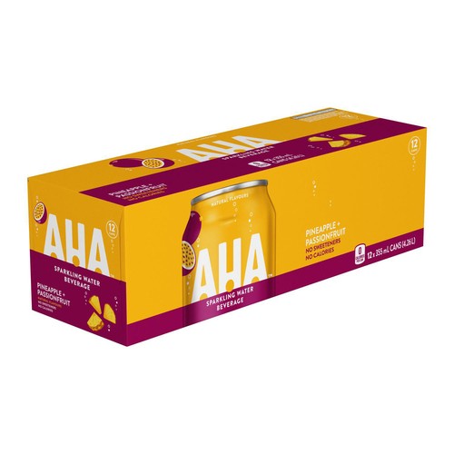 AHA Sparkling Water Beverage Pineapple Passionfruit 12 x 355 ml (cans)