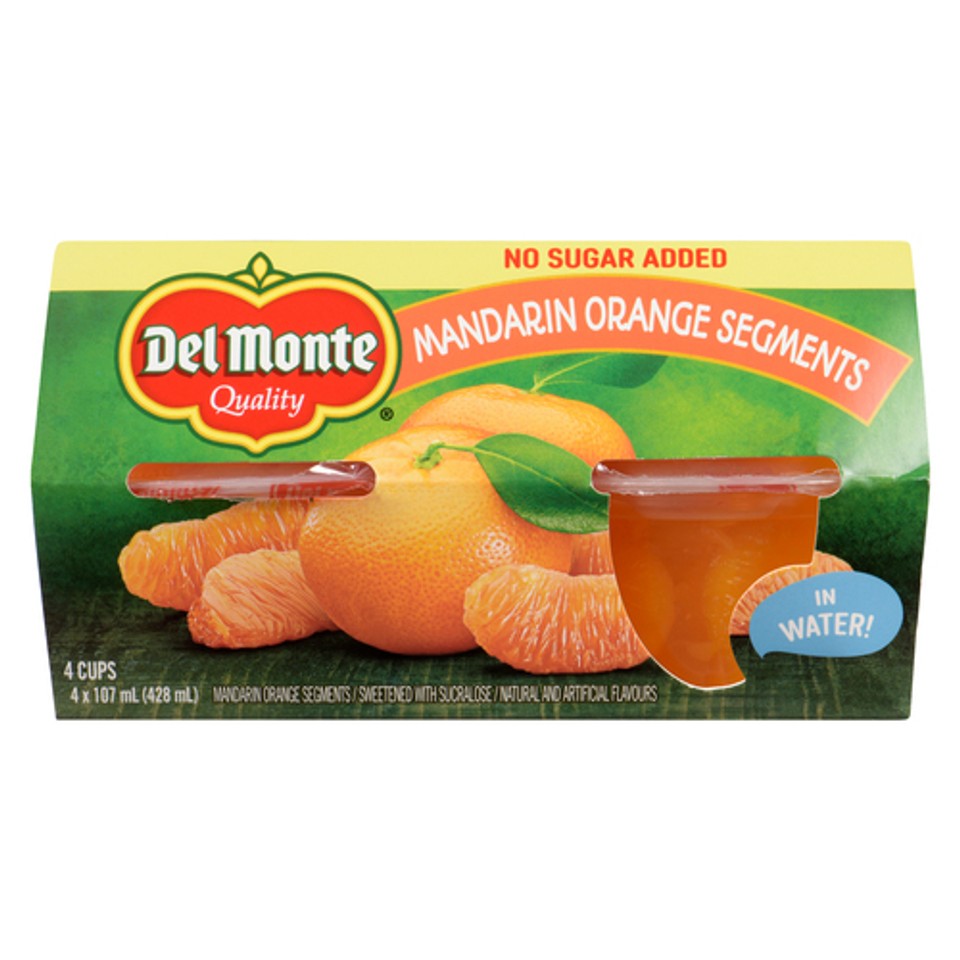 Del Monte Fruit Bowls Packed In Water No Sugar Added Mandarin Orange 4 ...