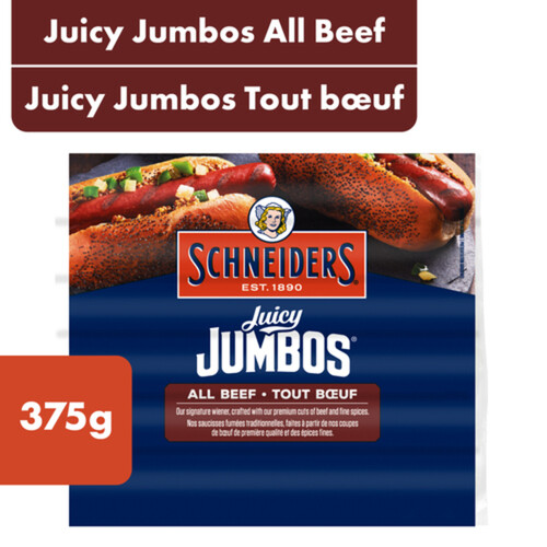 Schneiders Juicy Jumbos Hot Dogs All Beef 375 g