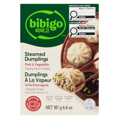 Bibigo Steamed Frozen Dumplings Pork & Vegetable 187 g