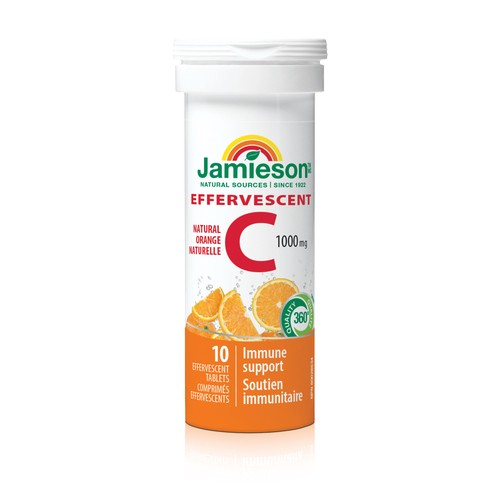 Jamieson 1000 mg Vitamin C Effervescent Tablets Orange 10 Count